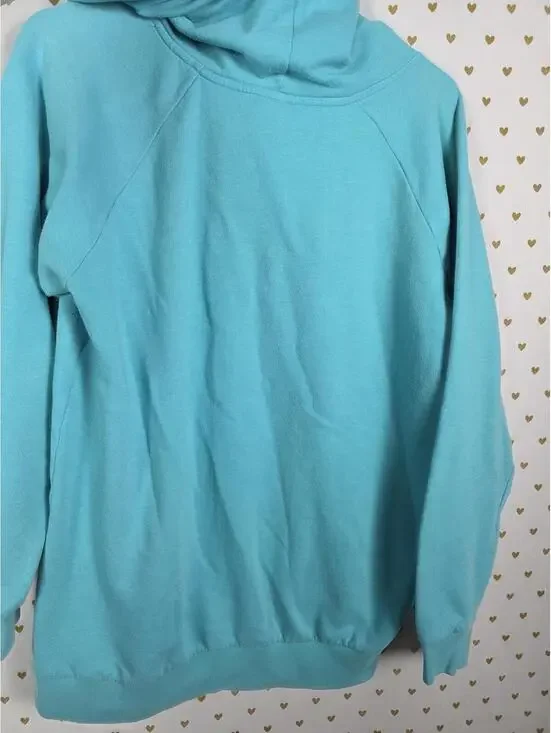 Victorias Secret Pink Logo Hooded Blue Sweater Shirt Pullover XS Oversized - Picture 5 of 5